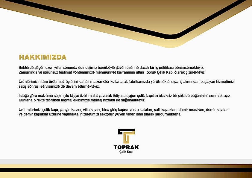 Toprak Çelik Kapı Katalog 1. Sayfa